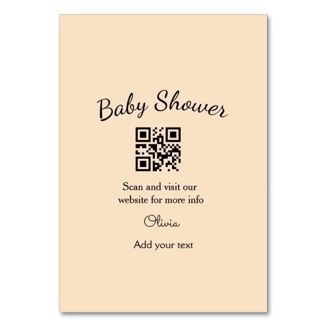 Pink simple baby shower q r code add name text thr table number (Front)