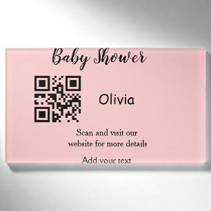 Pink simple baby shower q r code add name text thr tag