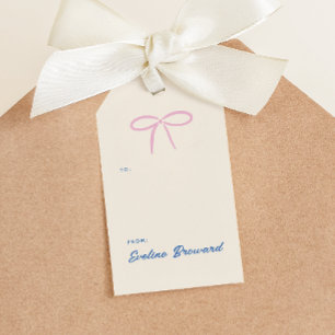Pink Simple Bow Blank Gift Tag
