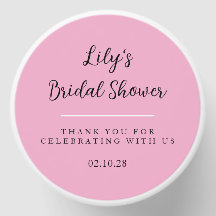 Pink Simple Bridal Shower Candle Favour Sticker