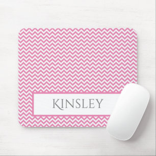 Pink Simple Chevron Personalised Mouse Pad