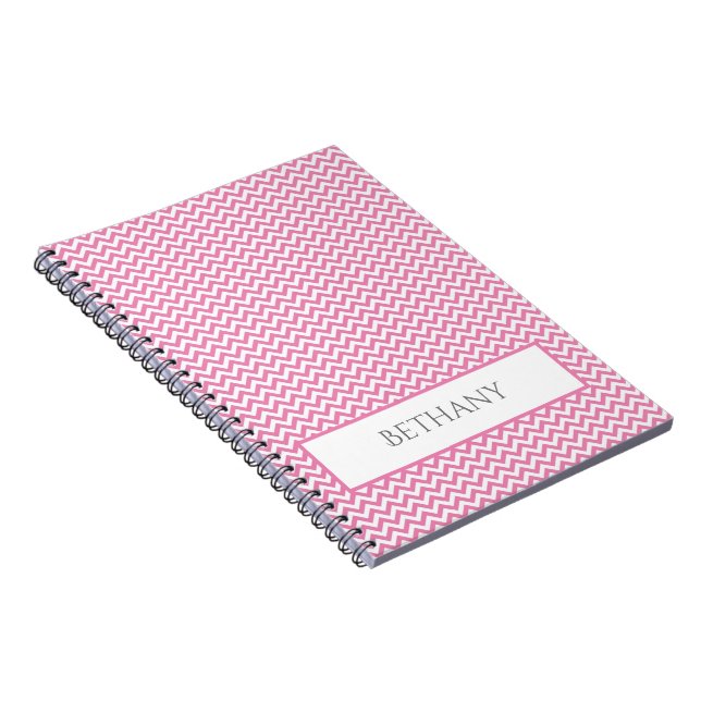 Pink Simple Chevron Personalised Notebook (Right Side)