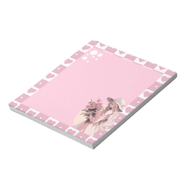 Pink Simple Cute Anime Boho Notepad (Rotated)
