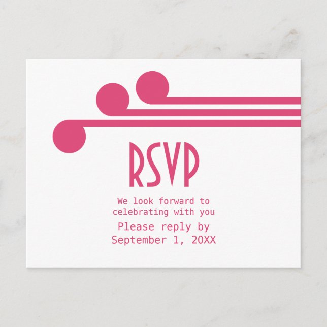 Pink Simple Deco Chic RSVP Postcard (Front)