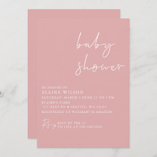 Pink Simple Elegant Modern Baby Shower Invitation