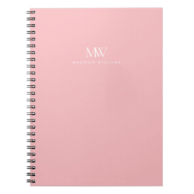 Pink Simple Elegant Modern Monogram Notebook (Front)