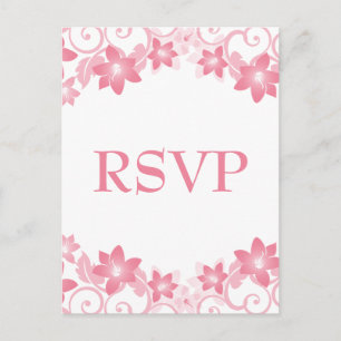 Pink Simple Floral RSVP Postcard