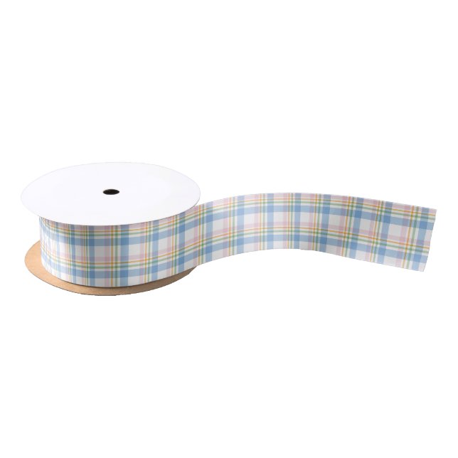 Pink Simple Gingham Check Christmas Satin Ribbon (Spool)