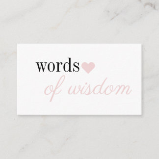 Pink Simple Girl Baby Shower words of wisdom Enclosure Card