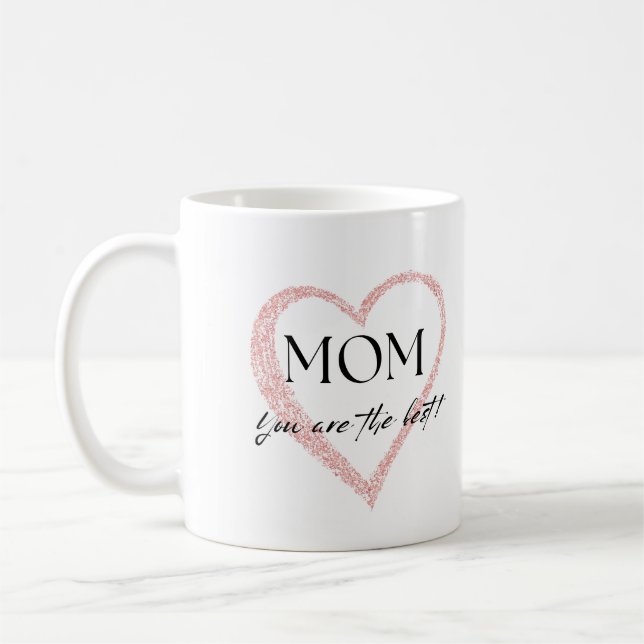 Pink Simple Heart Best Mum Mother's day  Coffee Mug (Left)