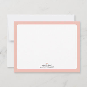 Pink Simple Heart Personalised Stationery Card