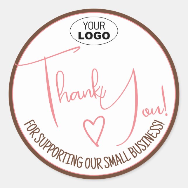 Pink Simple Minimalist Thank You Business Labels (Front)