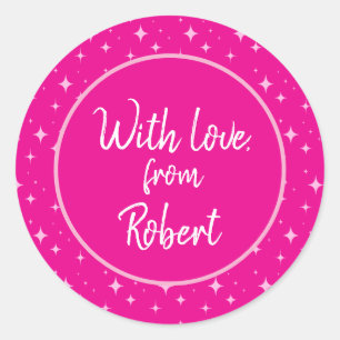 Pink Simple Minimalistic Classic Round Sticker