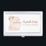 Pink Simple Mixer Floral Cake Bakery  Business Card Holder<br><div class="desc">A cute pink cake mixer with flowers decorates this bakery business card case. Personalise it with your name and business information. A great place for storing your business cards. Designed for you by Blackberry Boulevard.</div>