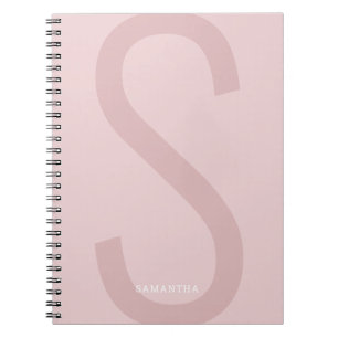 Pink Simple Modern Big Initial Fun Custom Notebook
