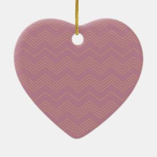 Pink, simple, modern, cool, trendy zigzag pattern ceramic ornament