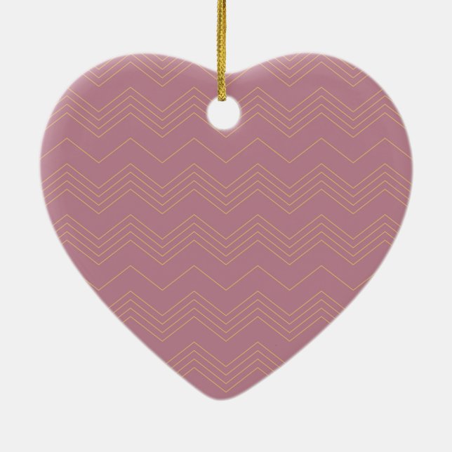 Pink, simple, modern, cool, trendy zigzag pattern ceramic ornament (Back)