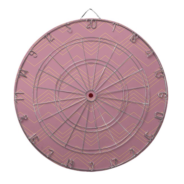Pink, simple, modern, cool, trendy zigzag pattern dartboard (Front)