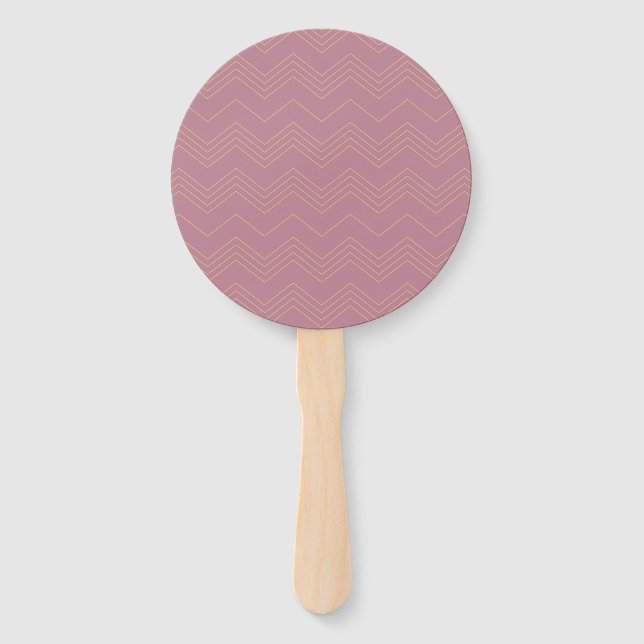 Pink, simple, modern, cool, trendy zigzag pattern hand fan (Front)