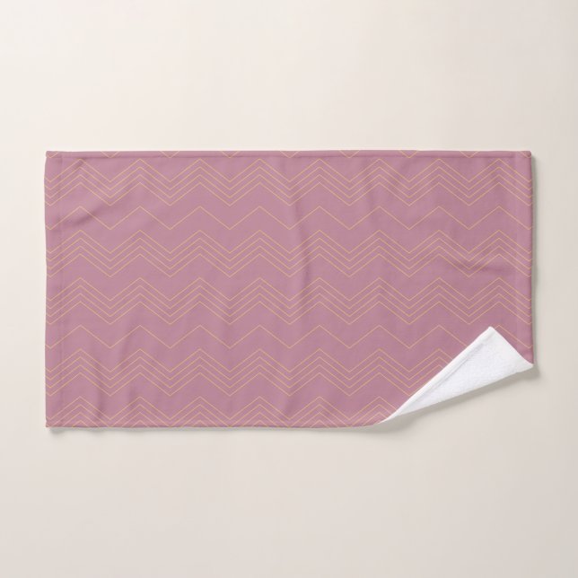Pink, simple, modern, cool, trendy zigzag pattern hand towel (Hand Towel)