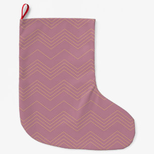 Pink, simple, modern, cool, trendy zigzag pattern large christmas stocking