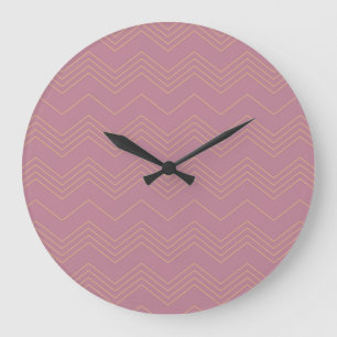 Pink, simple, modern, cool, trendy zigzag pattern large clock