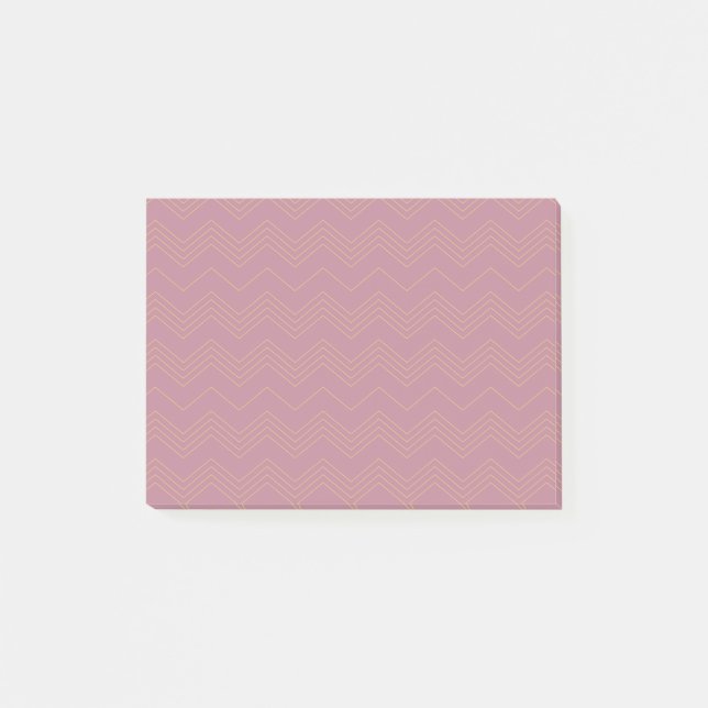 Pink, simple, modern, cool, trendy zigzag pattern post-it notes (Front)