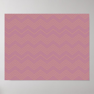 Pink, simple, modern, cool, trendy zigzag pattern poster