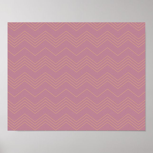 Pink, simple, modern, cool, trendy zigzag pattern poster (Front)