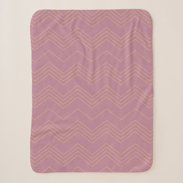 Pink, simple, modern, cool, trendy zigzag pattern sherpa blanket (Front)