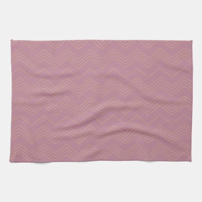 Pink, simple, modern, cool, trendy zigzag pattern tea towel (Horizontal)
