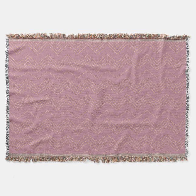 Pink, simple, modern, cool, trendy zigzag pattern throw blanket (Front)