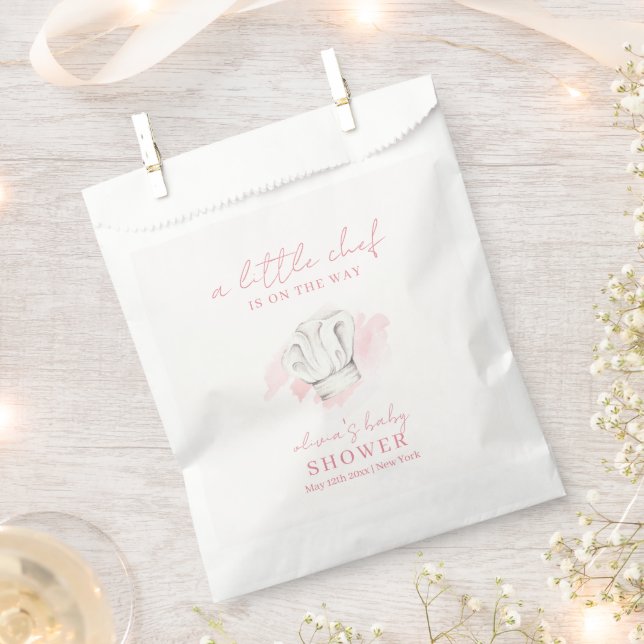 Pink Simple Modern Little Chef Baby Shower Favour Bag (Clipped)