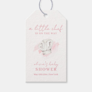 Pink Simple Modern Little Chef Baby Shower Gift Tags