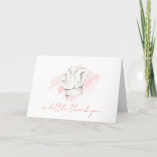 Pink Simple Modern Little Chef Baby Shower Thank You Card