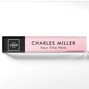 Pink Simple Modern Professional business logo Nameplate