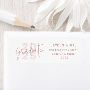Pink Simple Modern Script Graduate Return Address Return Address Label