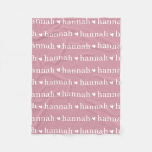 Pink Simple Personalised Repeating Name Baby Girl Fleece Blanket