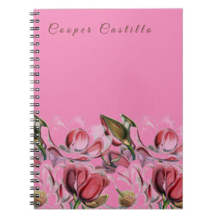 Pink Simple Professional Calligraphy Magnolias Notebook