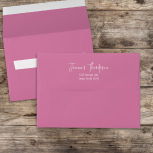 Pink Simple Return Address Custom Cute Envelope