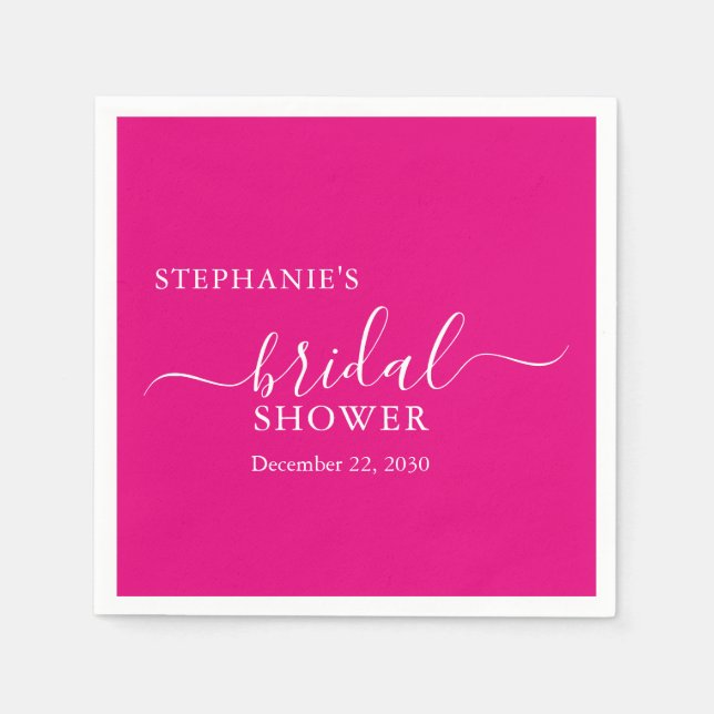 Pink Simple Script Bridal Shower Napkin (Front)