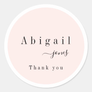 Pink Simple Script Modern Luxury thank you Classic Round Sticker