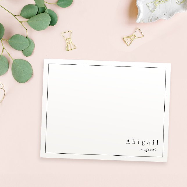 Pink Simple Script Modern personalised Stationery Card (Pink Simple Script Modern personalized Stationery Note Card)