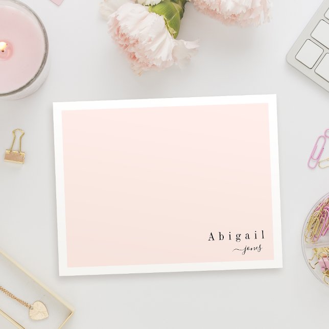 Pink Simple Script Modern personalised Stationery Card (Pink Simple Script Modern personalized Stationery Note Card)