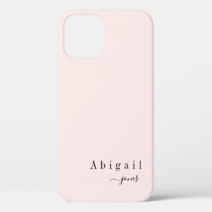 Pink Simple Script Name elegant personalised iPhone 12 Case