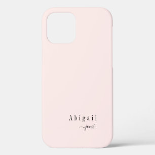 Pink Simple Script Name elegant personalised iPhone 12 Case
