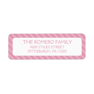 Pink Simple Stripes Custom Personalised Return Address Label