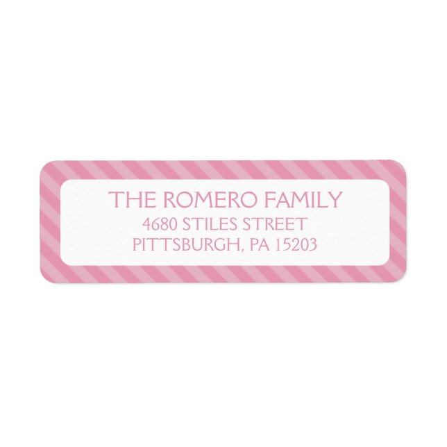 Pink Simple Stripes Custom Personalised Return Address Label (Front)