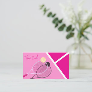 Pink Simple Tennis Modern Pastel Business Card