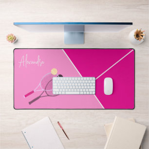 Pink Simple Tennis Modern Pastel Desk Mat